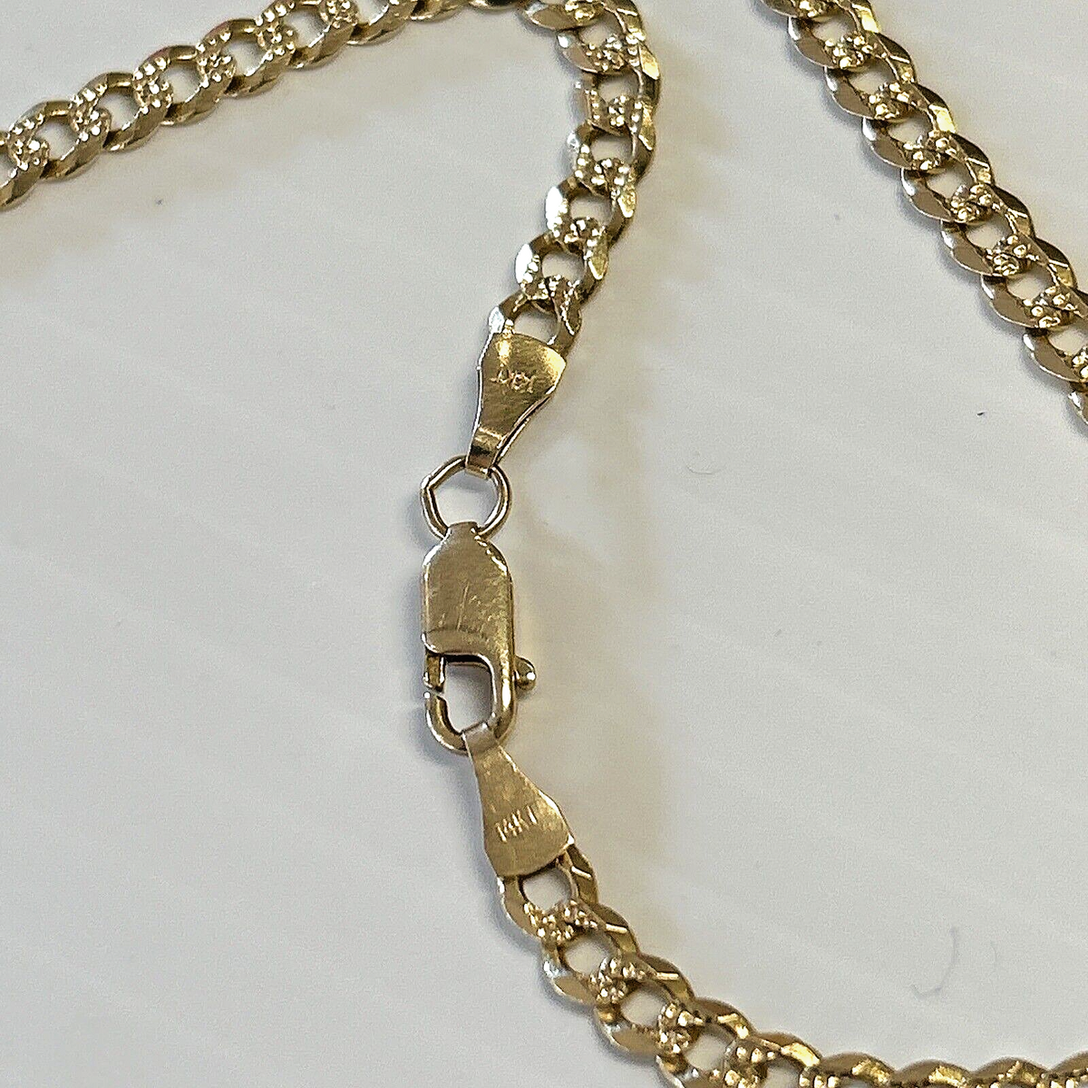 14K ITALY ネックレス 14k Italy Solid Etched Curb Link Chain 19