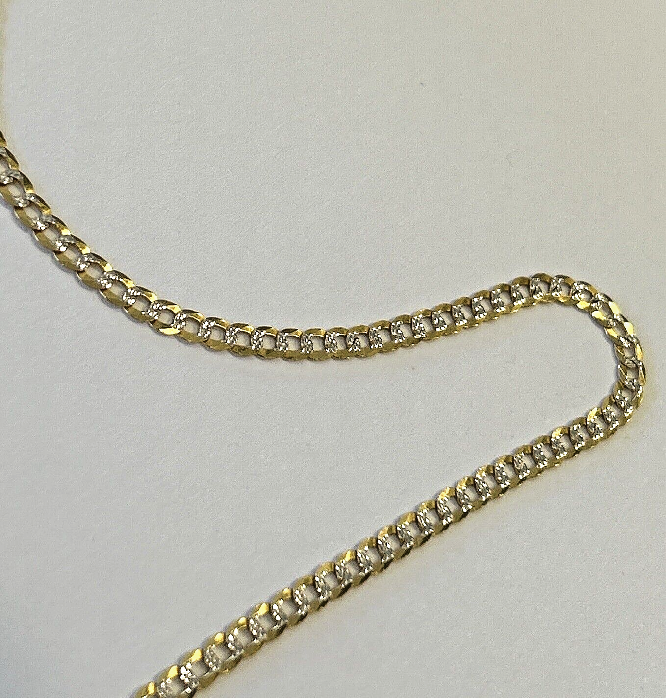 14k Gold w White Curb Link Chain 20" Inch 7.3 grams 3.6mm