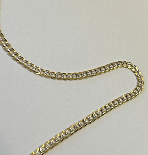 14k Gold w White Curb Link Chain 20" Inch 7.3 grams 3.6mm