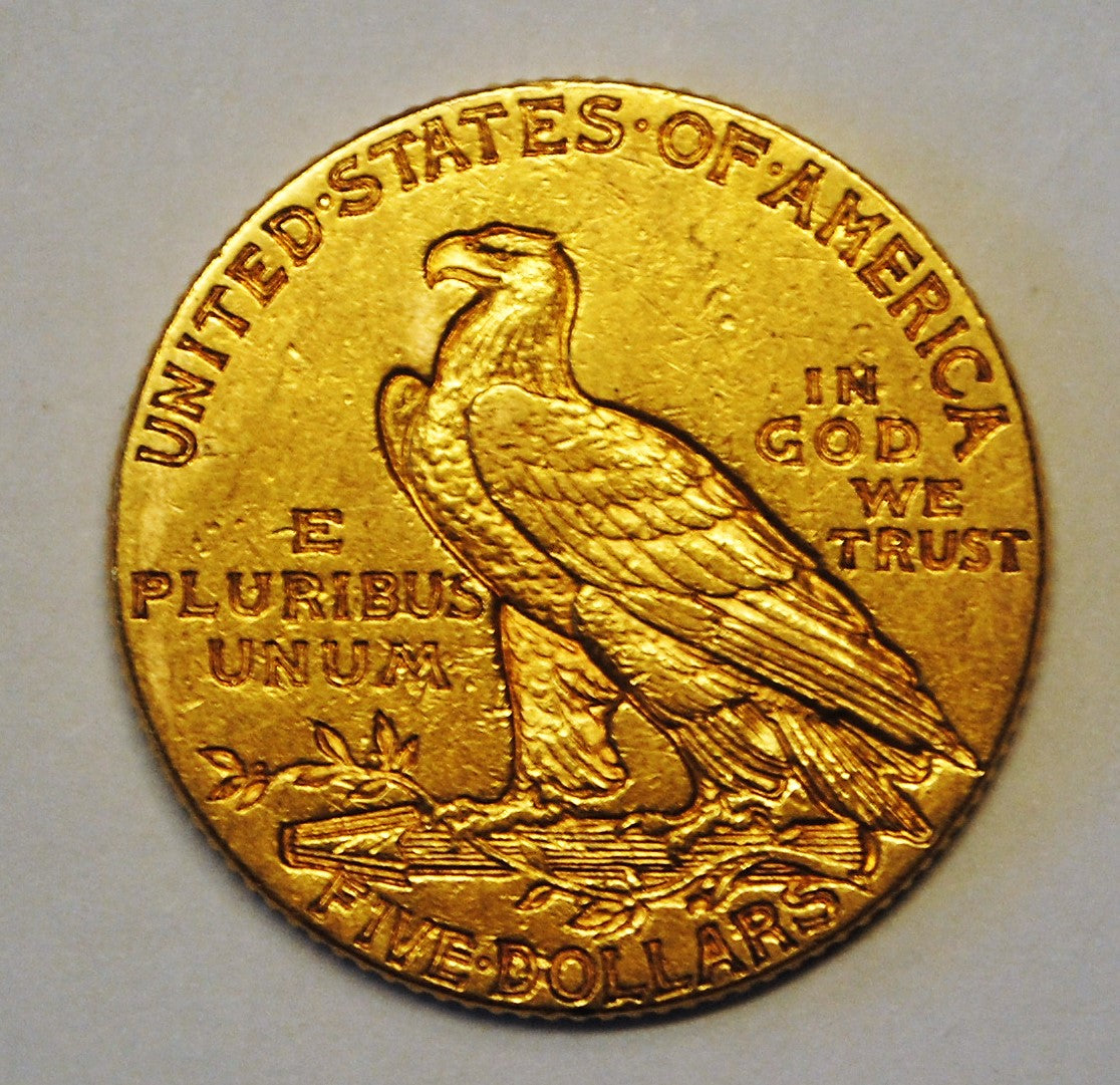 1913 $5 Dollar Indian Head Gold Half Eagle Coin