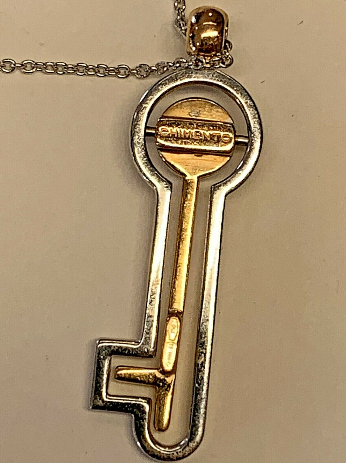 18K 750 Gold Chimento Diamond Key On 18k Chimento Chain