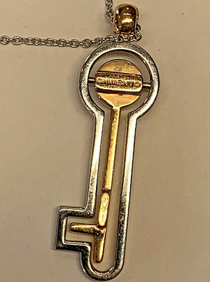18K 750 Gold Chimento Diamond Key On 18k Chimento Chain