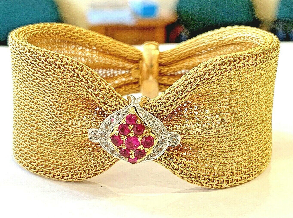 Vintage 18k (750) Gold Ladies Mesh Bracelet UNO-A-ERRE Heavy 61.6 Grams