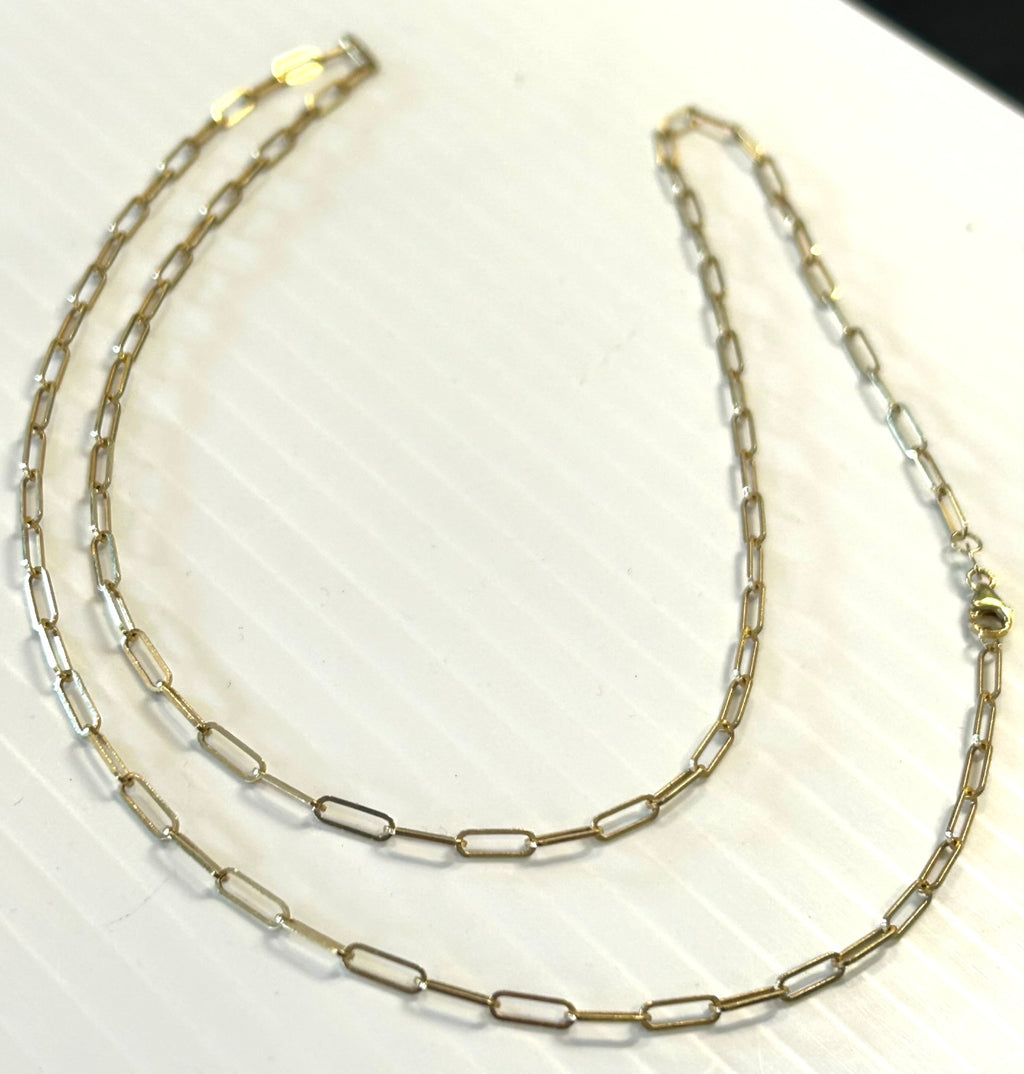 14k Gold Paper Clip Chain - 24 Inch - 5.3 Grams - 2.5mm