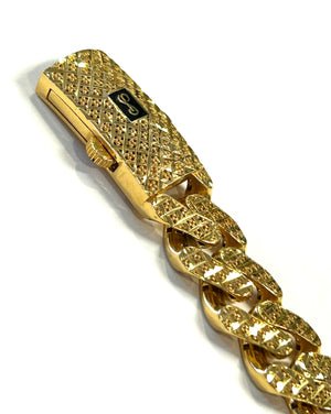21k .875 Gold 7.5" Bracelet - Designer SJ - 29.6 Grams - 13mm