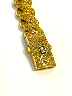 21k .875 Gold 7.5" Bracelet - Designer SJ - 29.6 Grams - 13mm