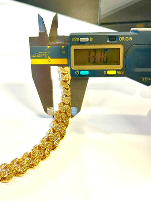 21k .875 Gold 7.5" Bracelet - Designer SJ - 29.6 Grams - 13mm