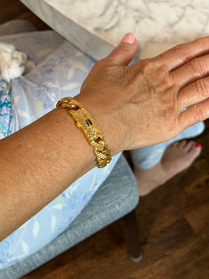 21k .875 Gold 7.5" Bracelet - Designer SJ - 29.6 Grams - 13mm