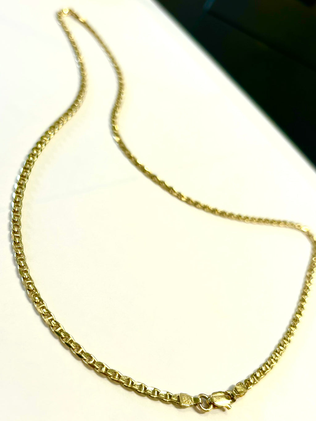 14k Italy Solid Mariner Link 20" Chain ~9.2 Grams ~ 2.8mm