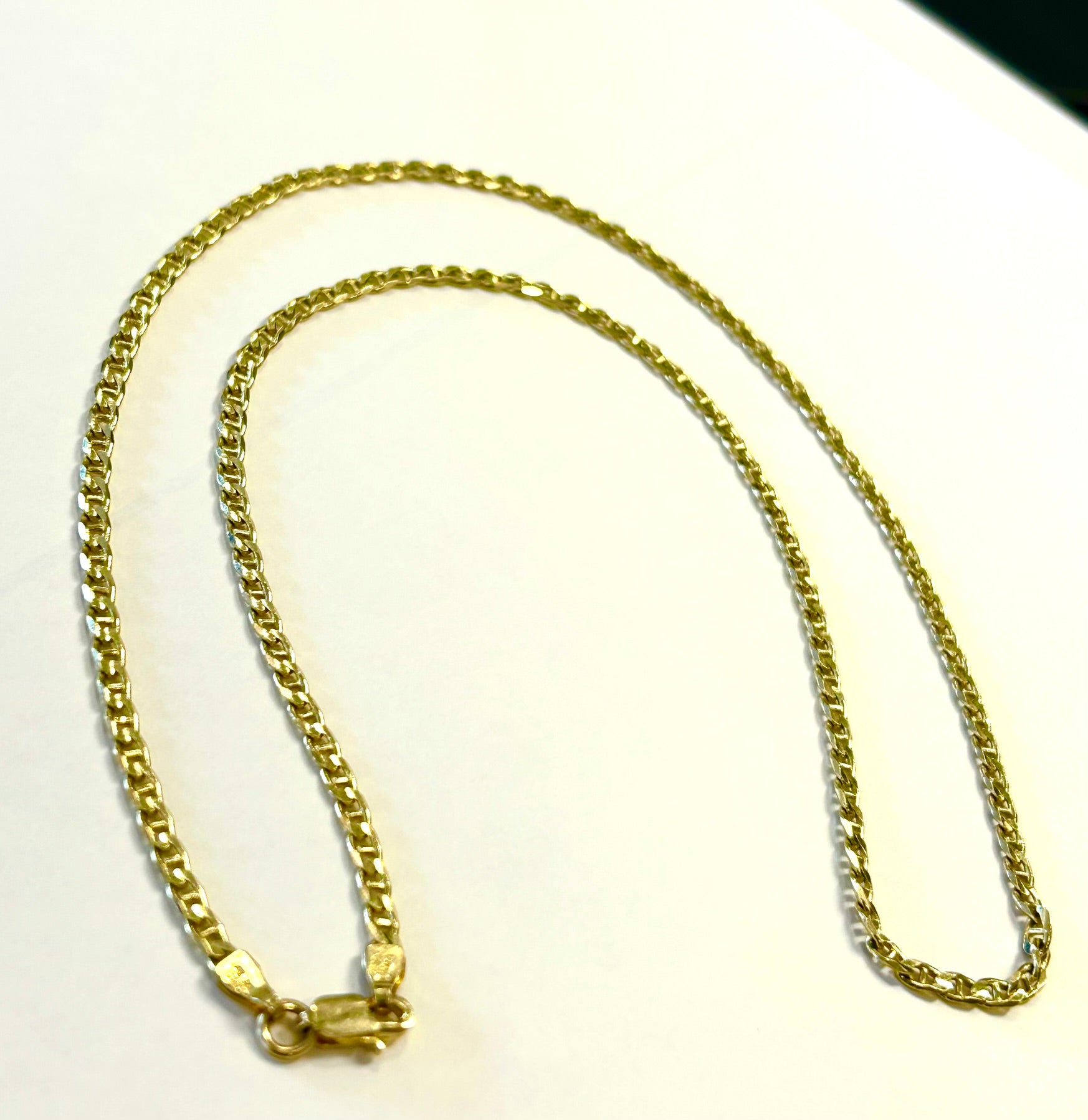 14k Italy Solid Mariner Link 20" Chain ~9.2 Grams ~ 2.8mm