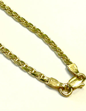 14k Italy Solid Mariner Link 20" Chain ~9.2 Grams ~ 2.8mm