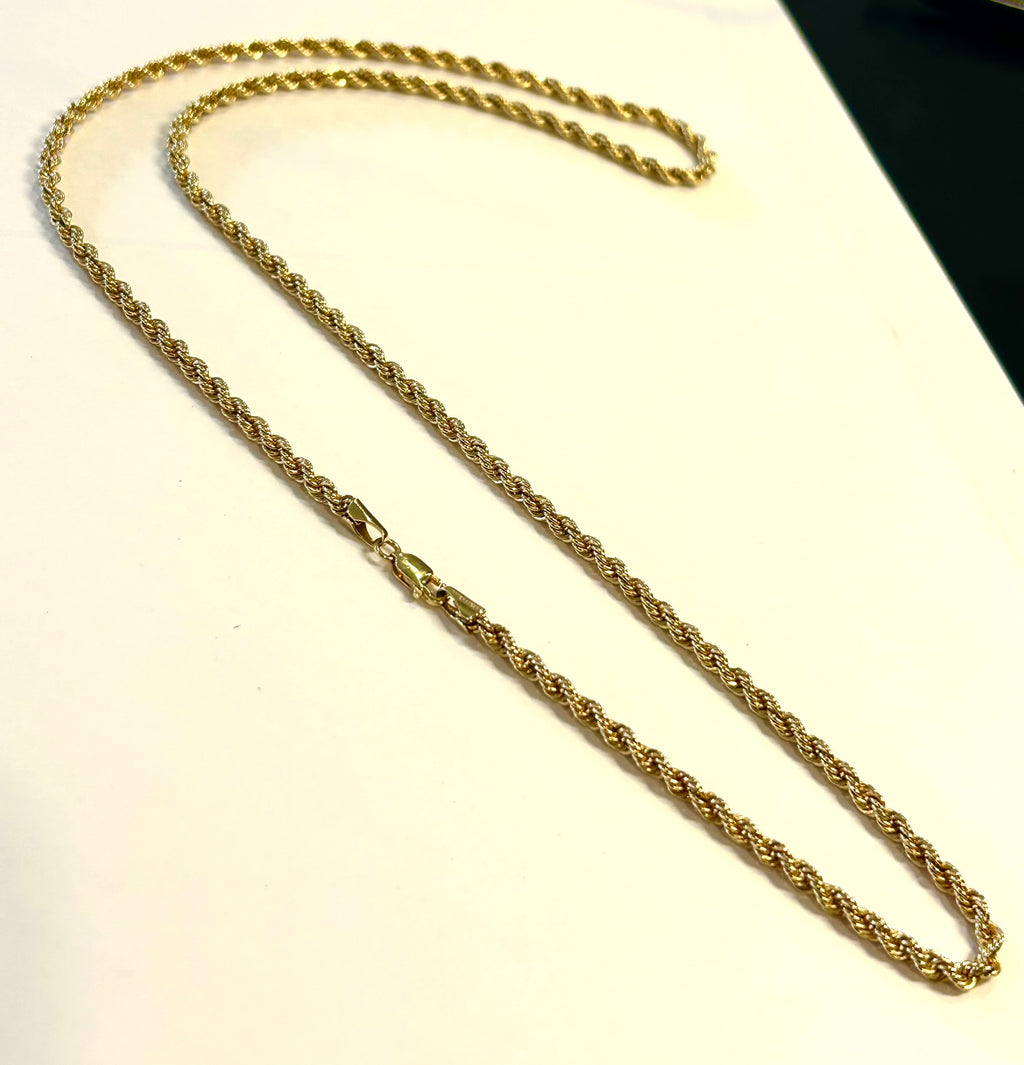 10k Gold Rope Chain - 24 inch - 6.0 grams - 3.3mm