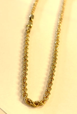 10k Gold Rope Chain - 24 inch - 6.0 grams - 3.3mm