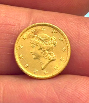 1853 $1 Liberty Head Gold Dollar Coin AU/UNC