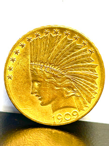 1909 D $10 Gold Indian Head Eagle Coin