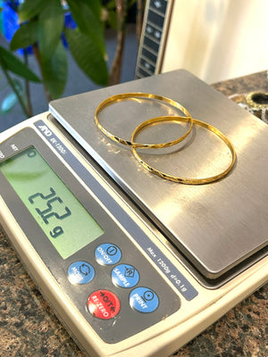21k Gold Bangle Bracelets Pair - 25.2 Grams