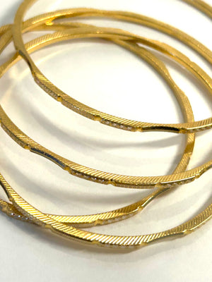Set of 4 22k 916 ORO Solid Gold Bangle Bracelets 7.25" - 48 Grams