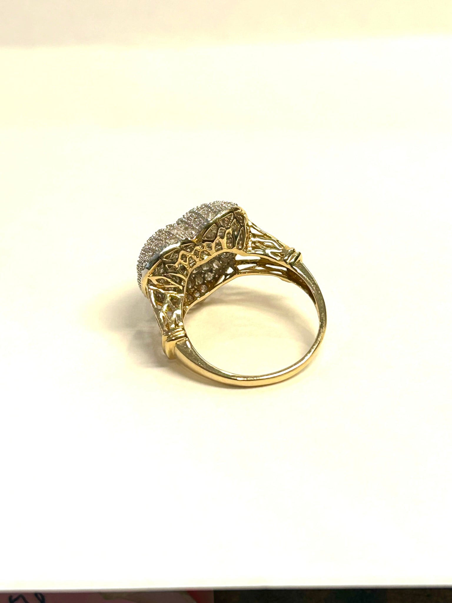 14k Gold Pave' Diamond Heart Ring Size 7.5