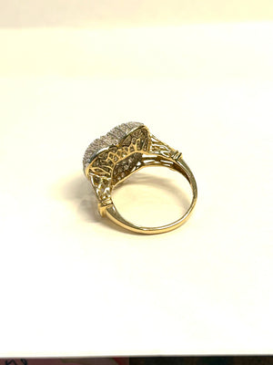 14k Gold Pave' Diamond Heart Ring Size 7.5