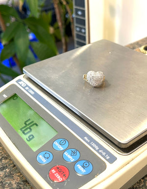 14k Gold Pave' Diamond Heart Ring Size 7.5