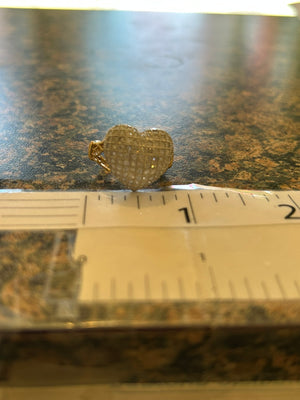 14k Gold Pave' Diamond Heart Ring Size 7.5