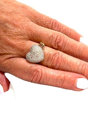 14k Gold Pave' Diamond Heart Ring Size 7.5