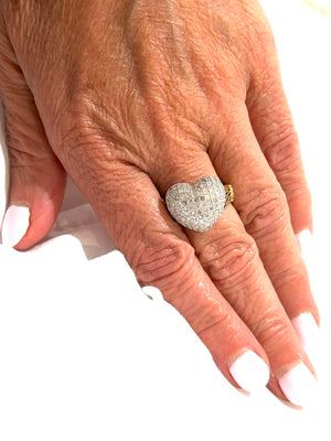 14k Gold Pave' Diamond Heart Ring Size 7.5