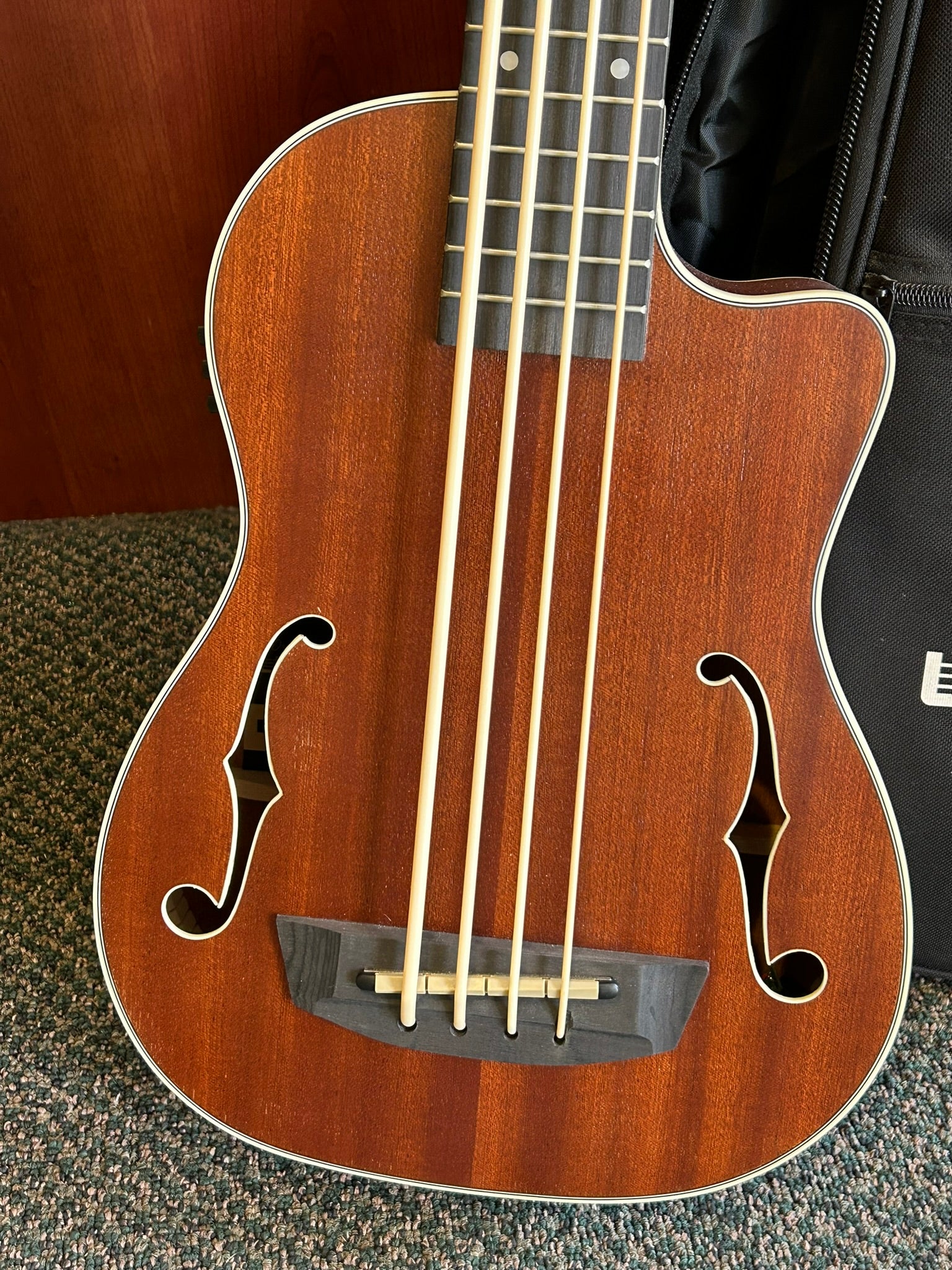 Kala Journeyman Acoustic-Electric U-Bass Guitar with F-Holes