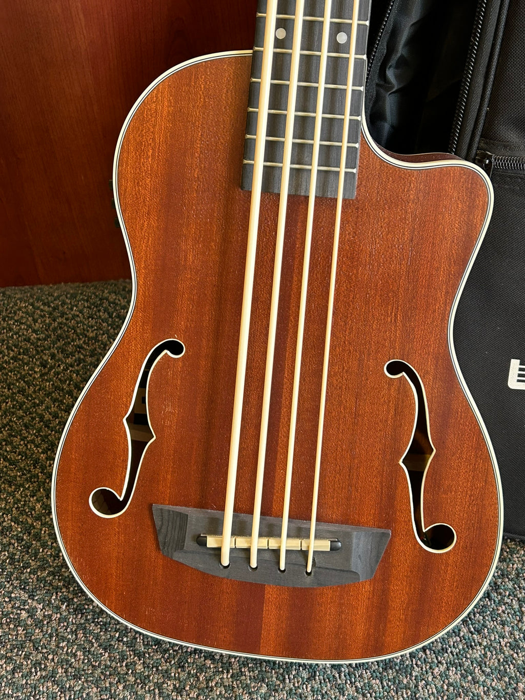 Kala Journeyman Acoustic-Electric U-Bass Guitar with F-Holes