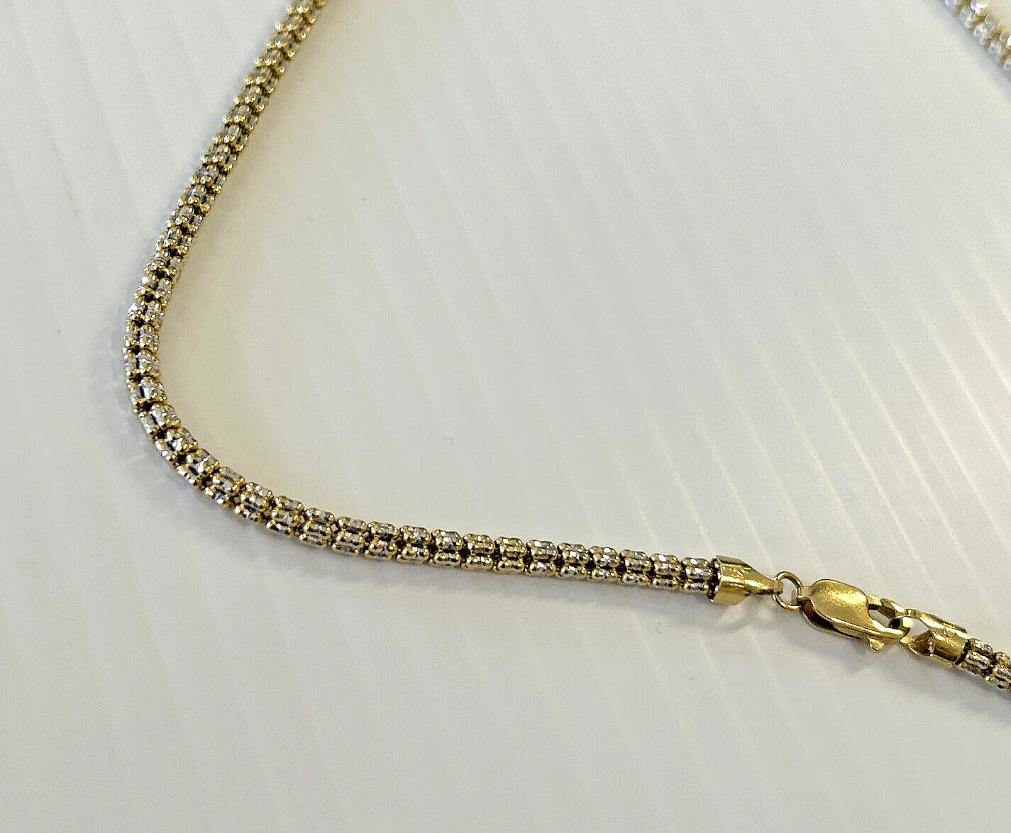 14k 585 Two Toned Ice Link Chain - 24 inches - 21.2grams - 3.2mm