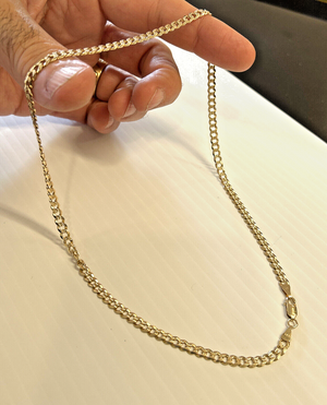 14k Italy Solid Etched Curb Link Chain 19" ~ 15.1 Grams ~ 4.4mm