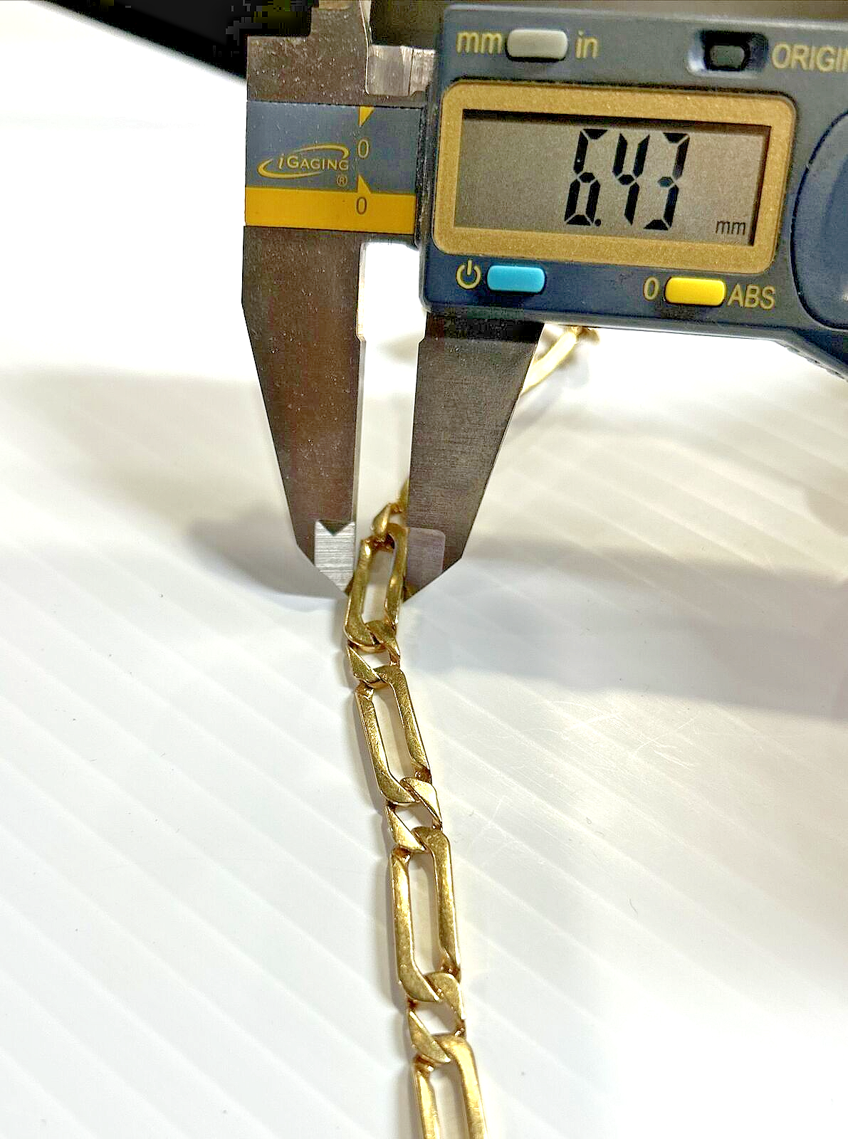 14k Gold Figaro Link Bracelet - 8" - 17.9 Grams - 6.4mm