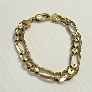 14k Italy Solid Gold Figaro Mens Bracelet - 8 3/4 Inches - 36.5 grams - 10.6mm
