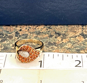 14k Gold Cocktail Ring w Topaz & Diamonds Size 7