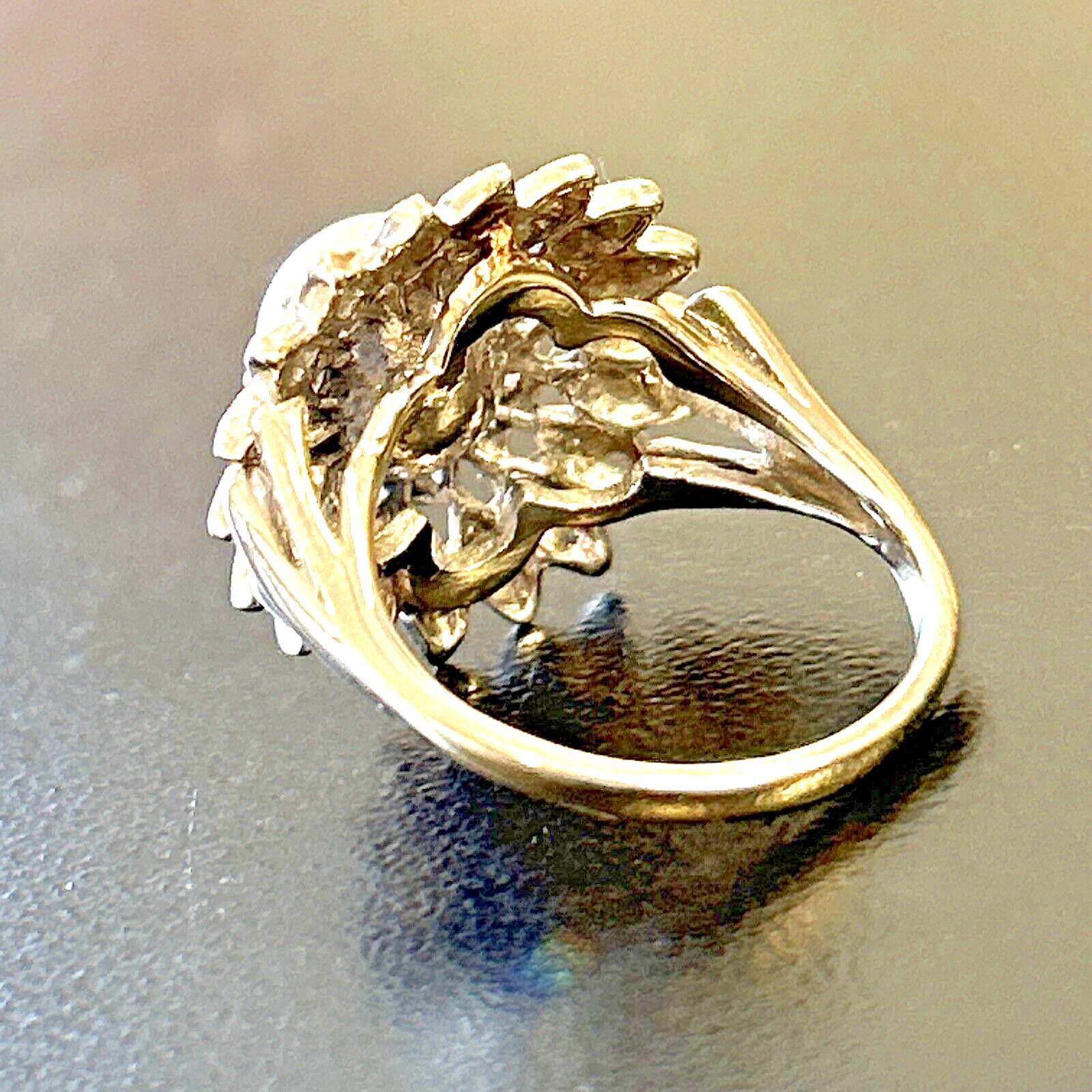 14k White Gold Pearl & Diamond Cocktail Ring Size 6 - 5.7 Grams