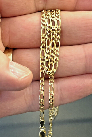 14k Gold Italy Figaro Link Chain 22" Inch - 7.5 grams - 2.7mm