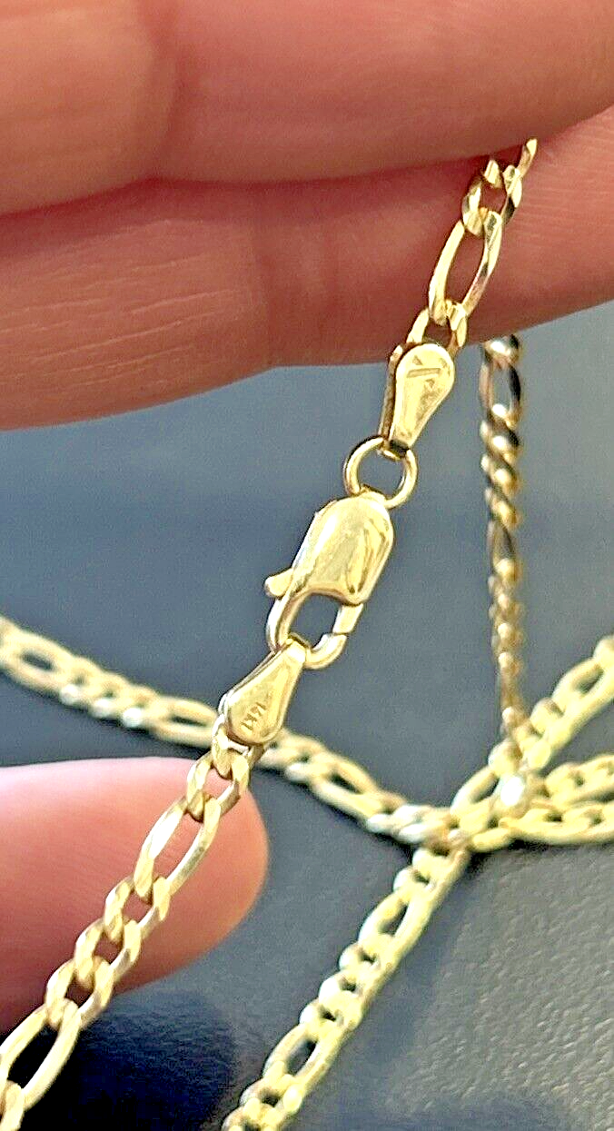 14k Gold Italy Figaro Link Chain 22" Inch - 7.5 grams - 2.7mm