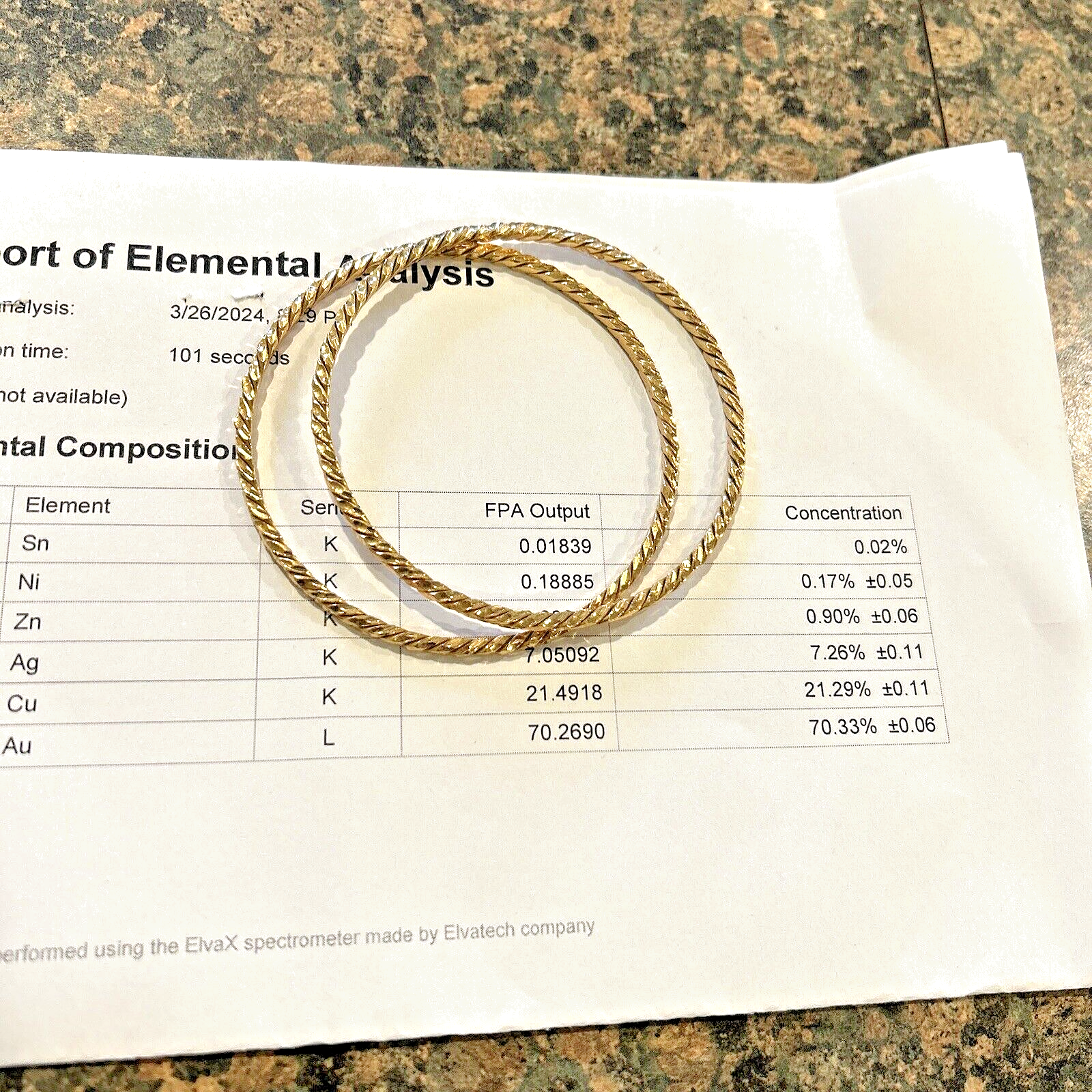 17k Gold Solid Bangle Bracelets Pair Lg - 33.6 Grams
