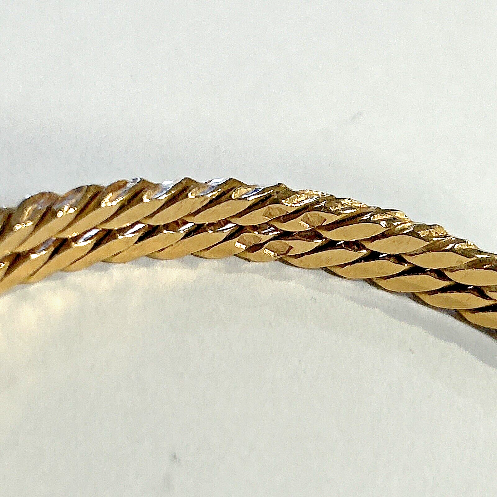 17k Gold Solid Bangle Bracelets Pair Lg - 33.6 Grams