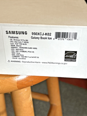 Samsung 950XCJ-K02 15.6" Galaxy Book Ion i7 512GB Win10Pro NP950xcj-K02US