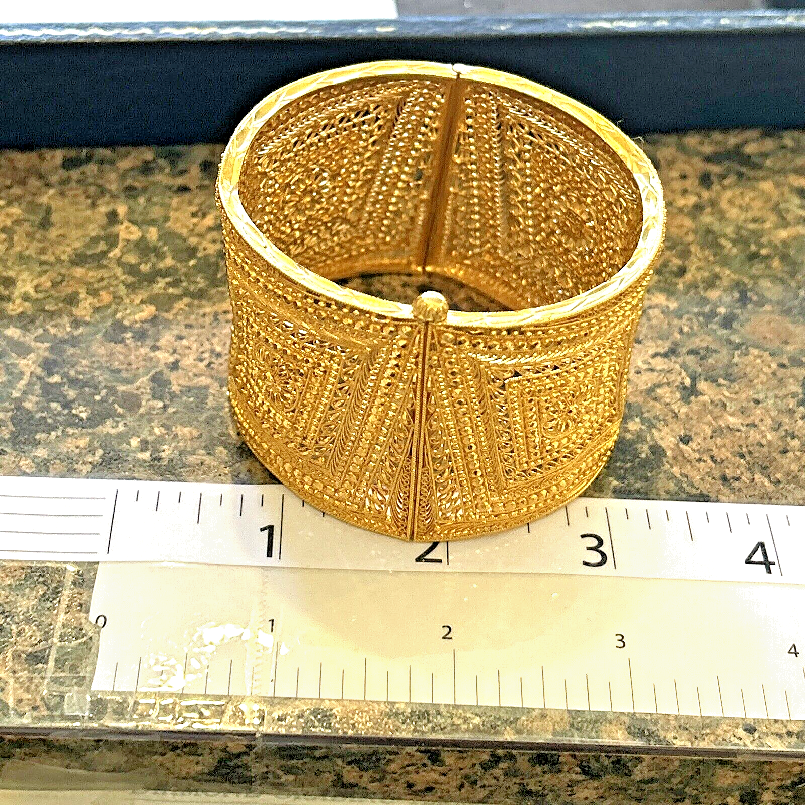 KDM Middle Eastern / Indian 22k 916 Gold 44mm Wide Cuff Bracelet - 69.7 Grams