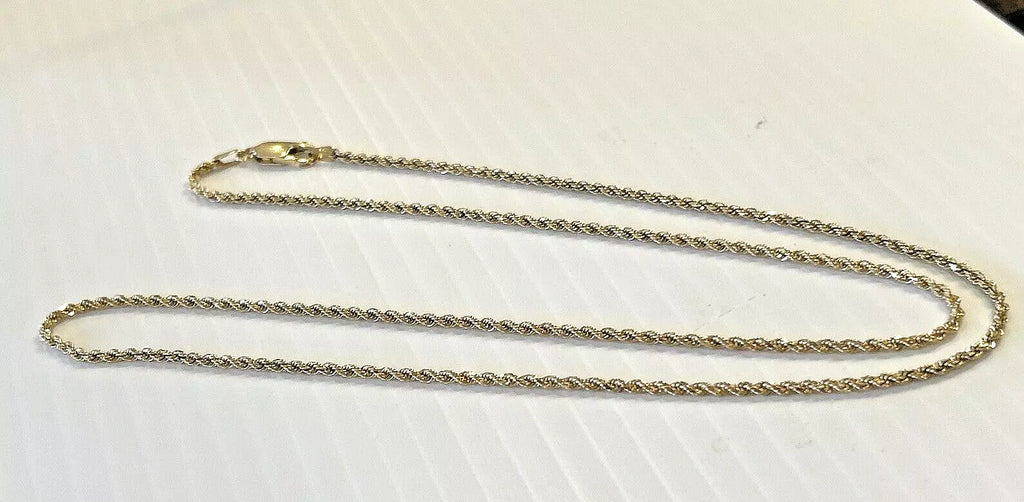 14k Solid Gold Diamond Cut Rope Chain - 24 inch 11.1 grams, 2.1mm