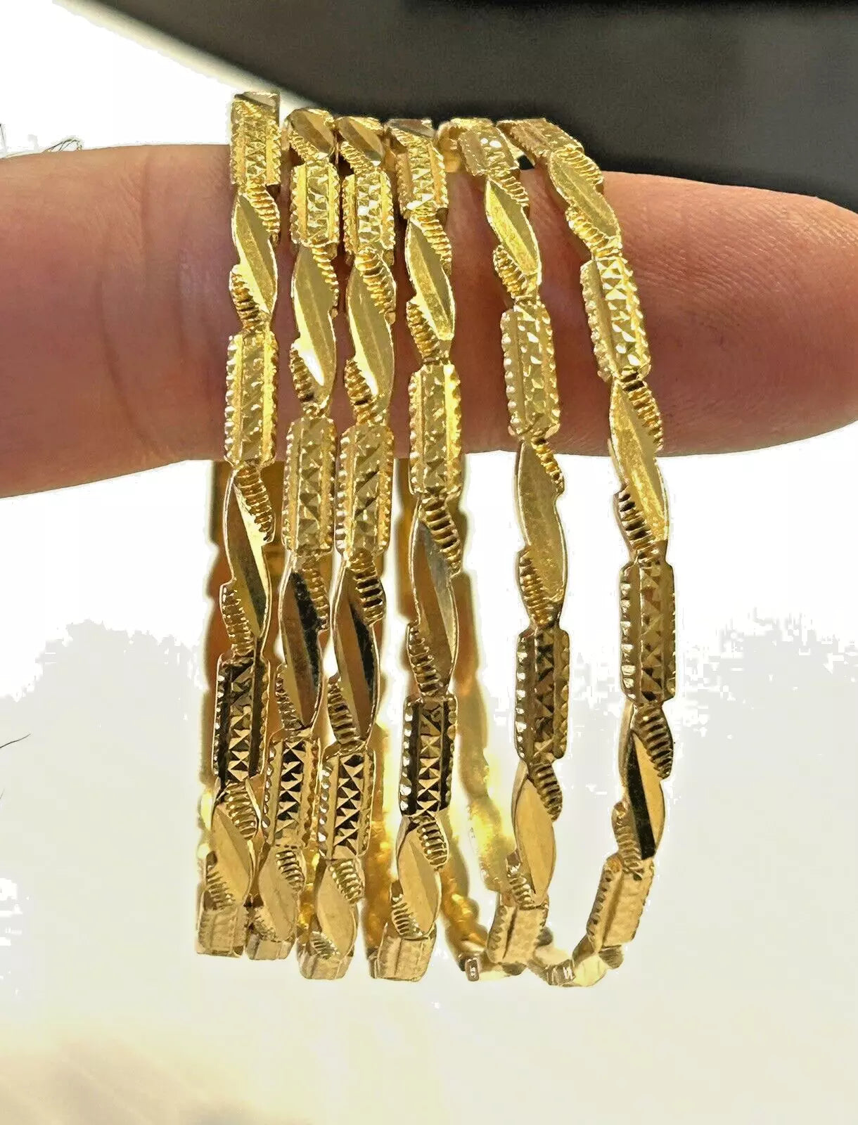 SIX 22k Gold Middle Eastern Bangle Bracelets by AL RAUF