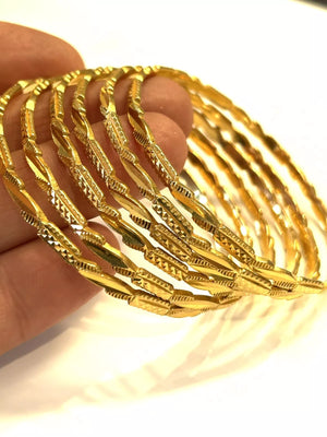 SIX 22k Gold Middle Eastern Bangle Bracelets by AL RAUF