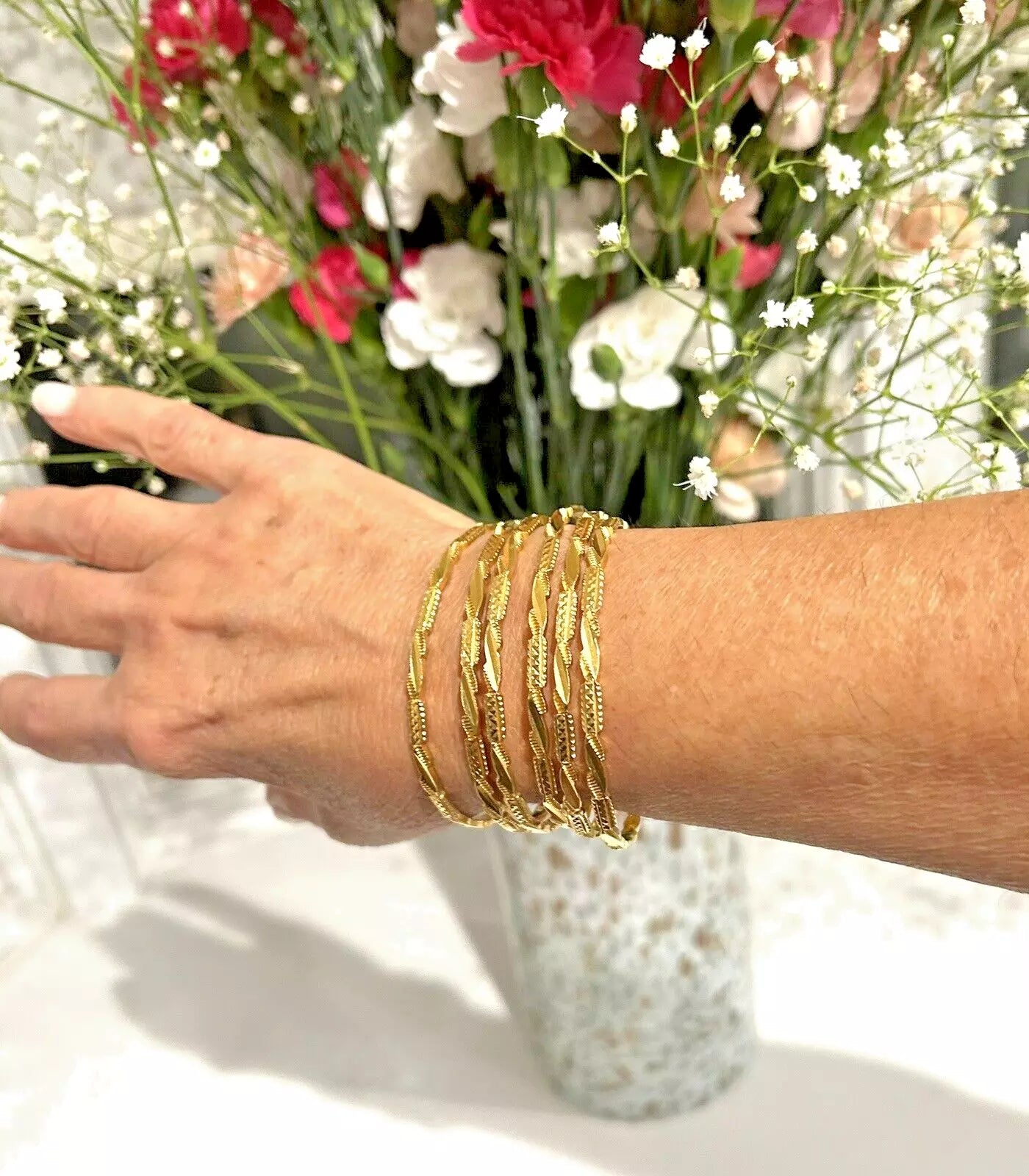 SIX 22k Gold Middle Eastern Bangle Bracelets by AL RAUF