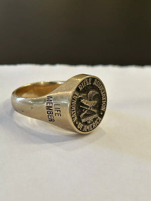 NRA National Rifle Association Life Member JENKINS 10K Gold Ring XL Size 12 3/4