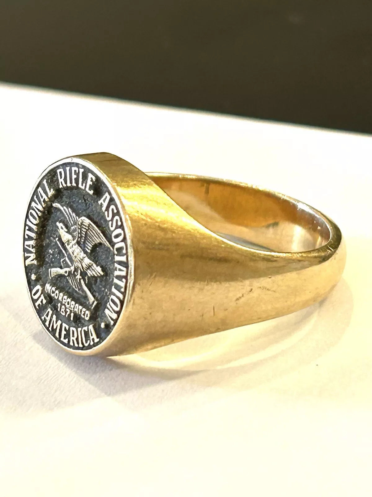 NRA National Rifle Association Life Member JENKINS 10K Gold Ring XL Size 12 3/4