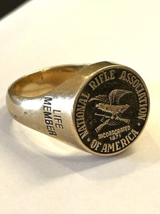 NRA National Rifle Association Life Member JENKINS 10K Gold Ring XL Size 12 3/4