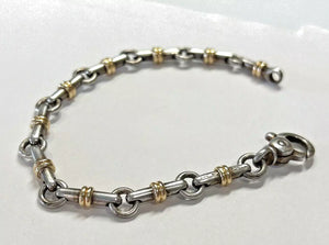 Tiffany & Co. 925 Silver & 18k Gold Vintage Bar Link 7.5" Bracelet - 22.6 Grams