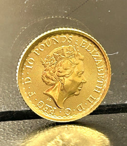2023 1/10 oz British Gold Britannia Coin (BU, Queen Elizabeth II Obverse)